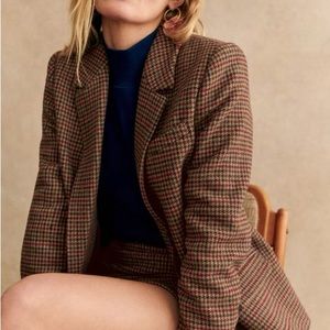 Sezane wool blazer plaid brown size Medium